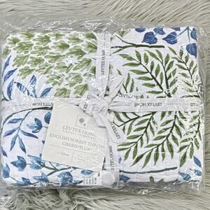 Levtex Home English Forest Floral Throw Blanket Green/Blue/White 50" x 60"$120